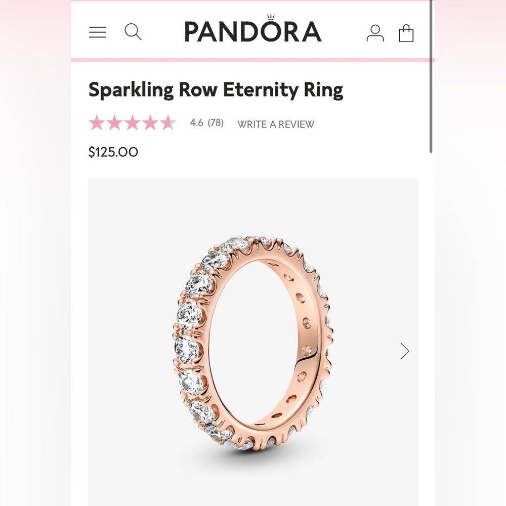 Pandora Rose Gold Crystal Eternity Ring - Picture 3 of 3